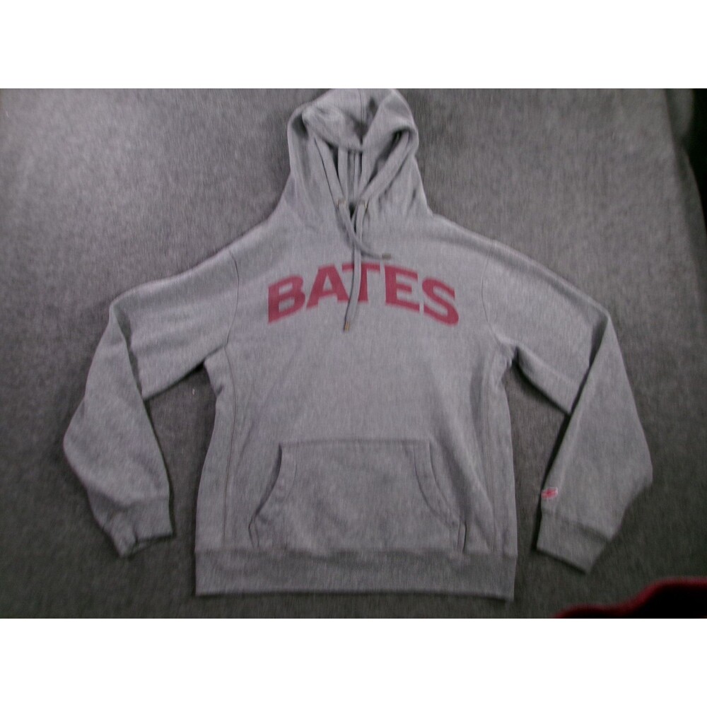 Bates College Hoodie Mens Medium Gray Pullover Sweatshirt Logo Long Sleeve